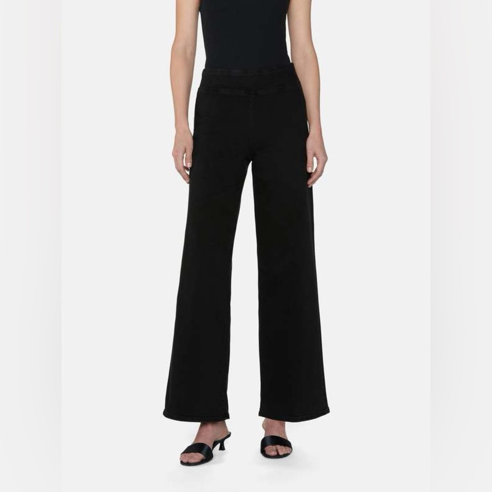 FRAME JETSET SLIM PALAZZO JEANS - BLACK wide leg stretch